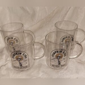 Rare Pumpkin King Clear Beaker Glass Mug Set Of 4, Nightmare Before Christmas